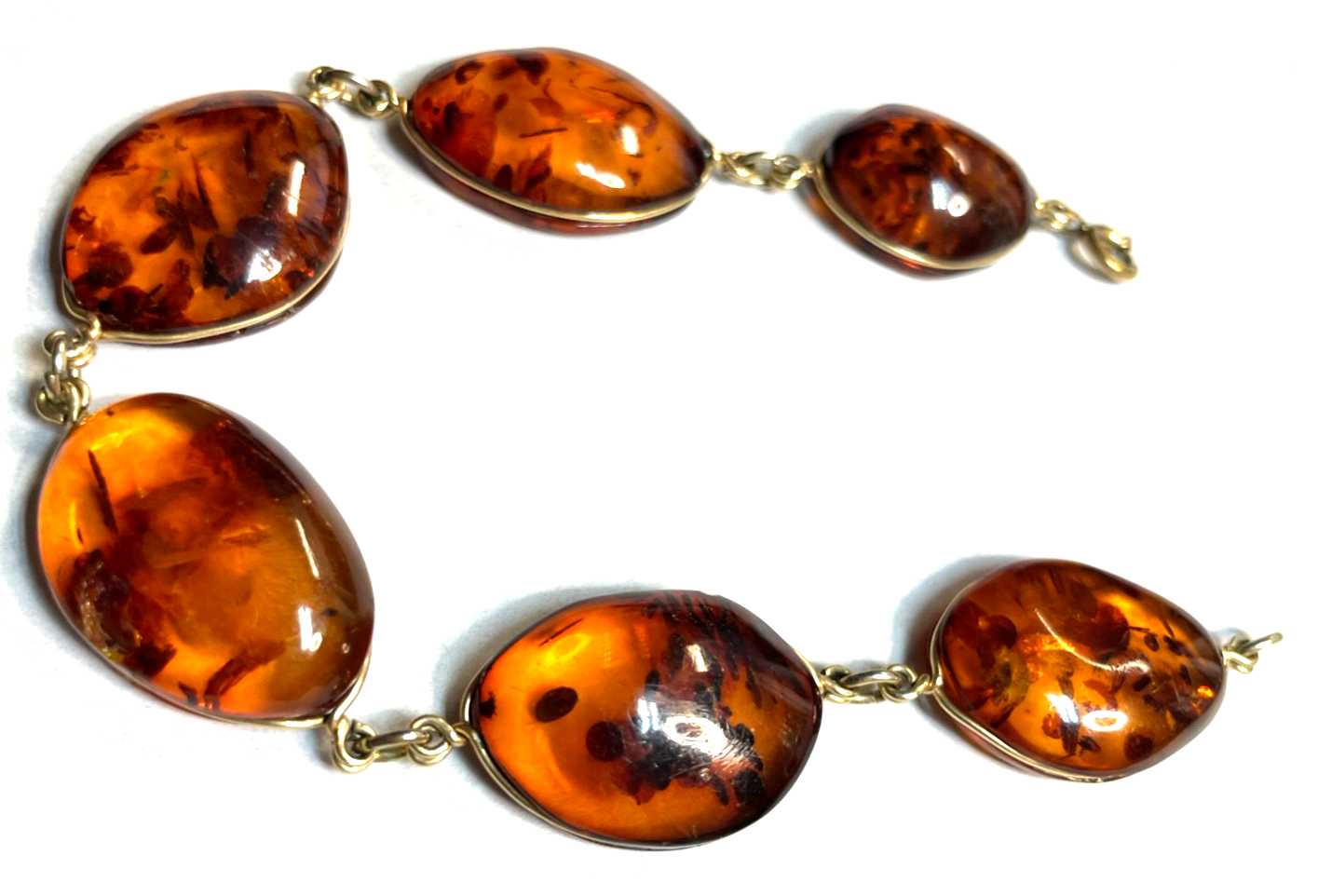 Stattliches altes  Bernstein Design Armband Golddouble sehr gepflegt L 23 cm3