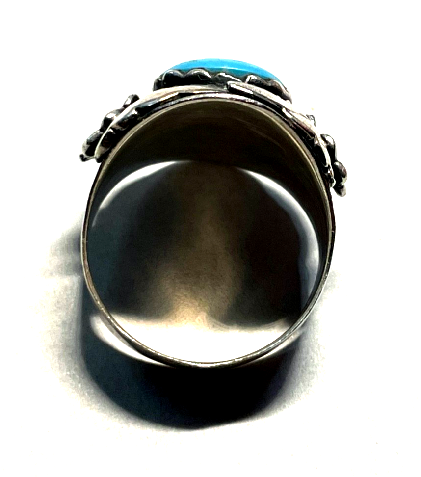 925 Sterling Silber Ring Indianerschmuck Türkis Navajo Handarbeit Ø 17,5mm RG 559