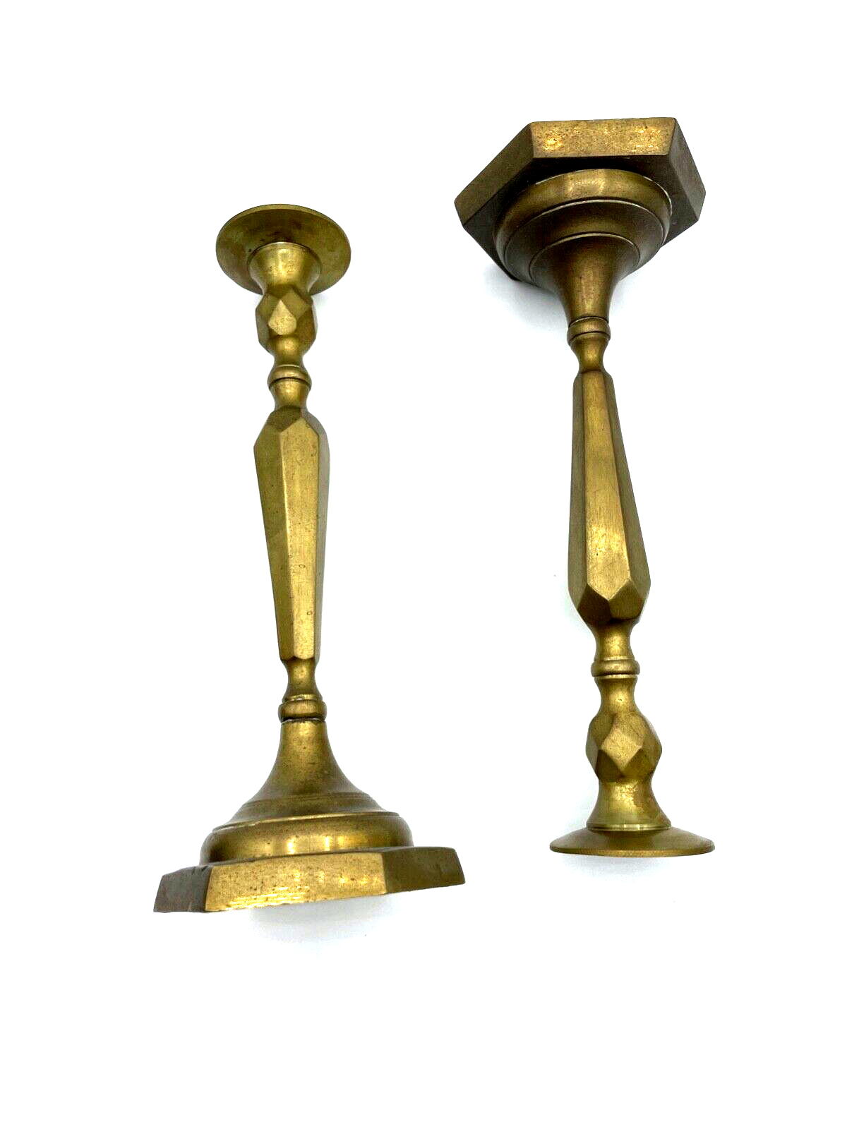 Paar massiv formschön Messing Kerzenleuchter 2 Kerzenständer H ca. 24 cm um 19002