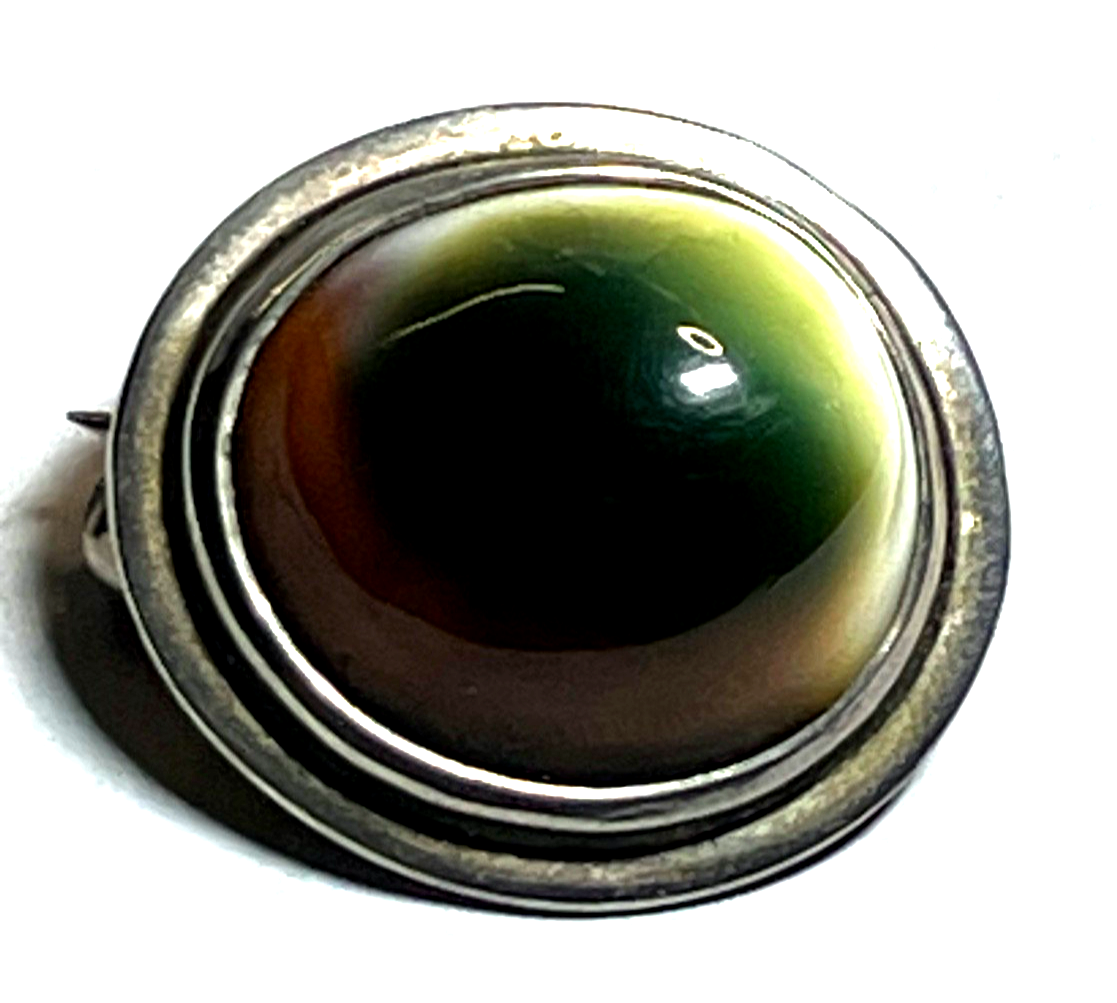 Vintage Rarität Operculum Augenachat Brosche Anstecknadel in Silber Nr. 1 gepfl.5
