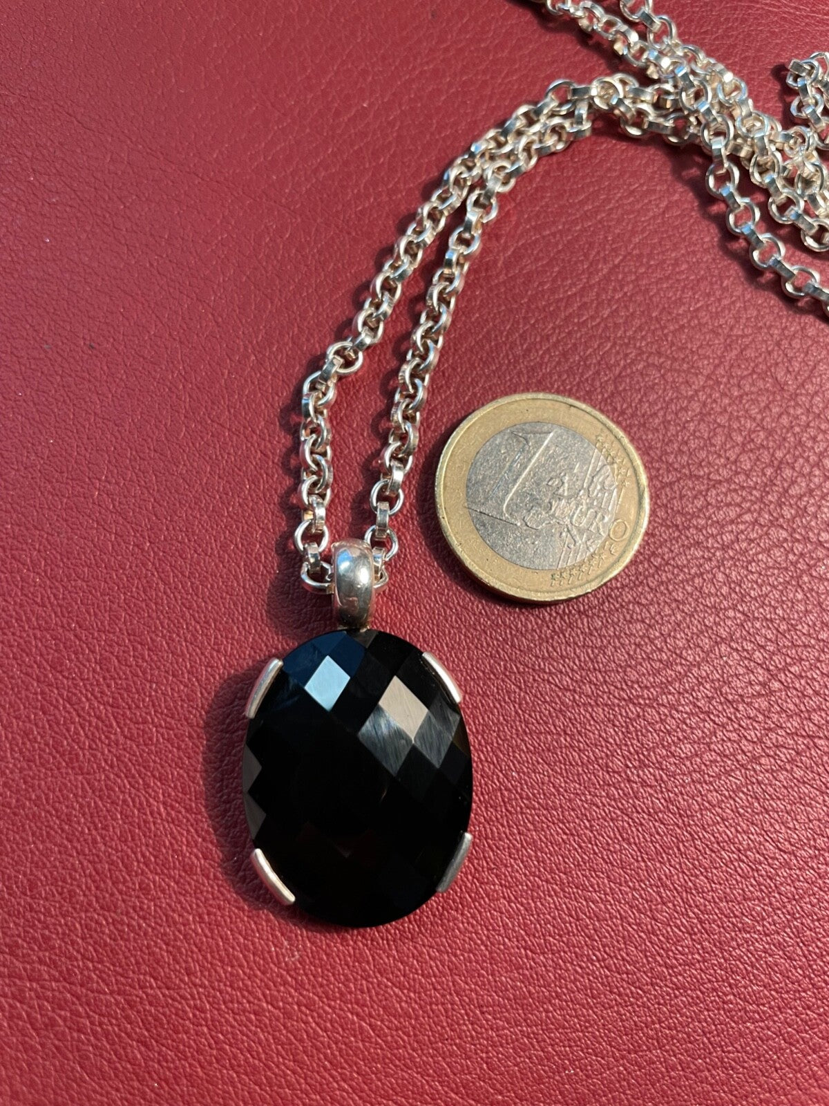 Original Thomas Sabo massive 70 cm lange Kette mit gr. Onyx Anhänger L 36 mm9