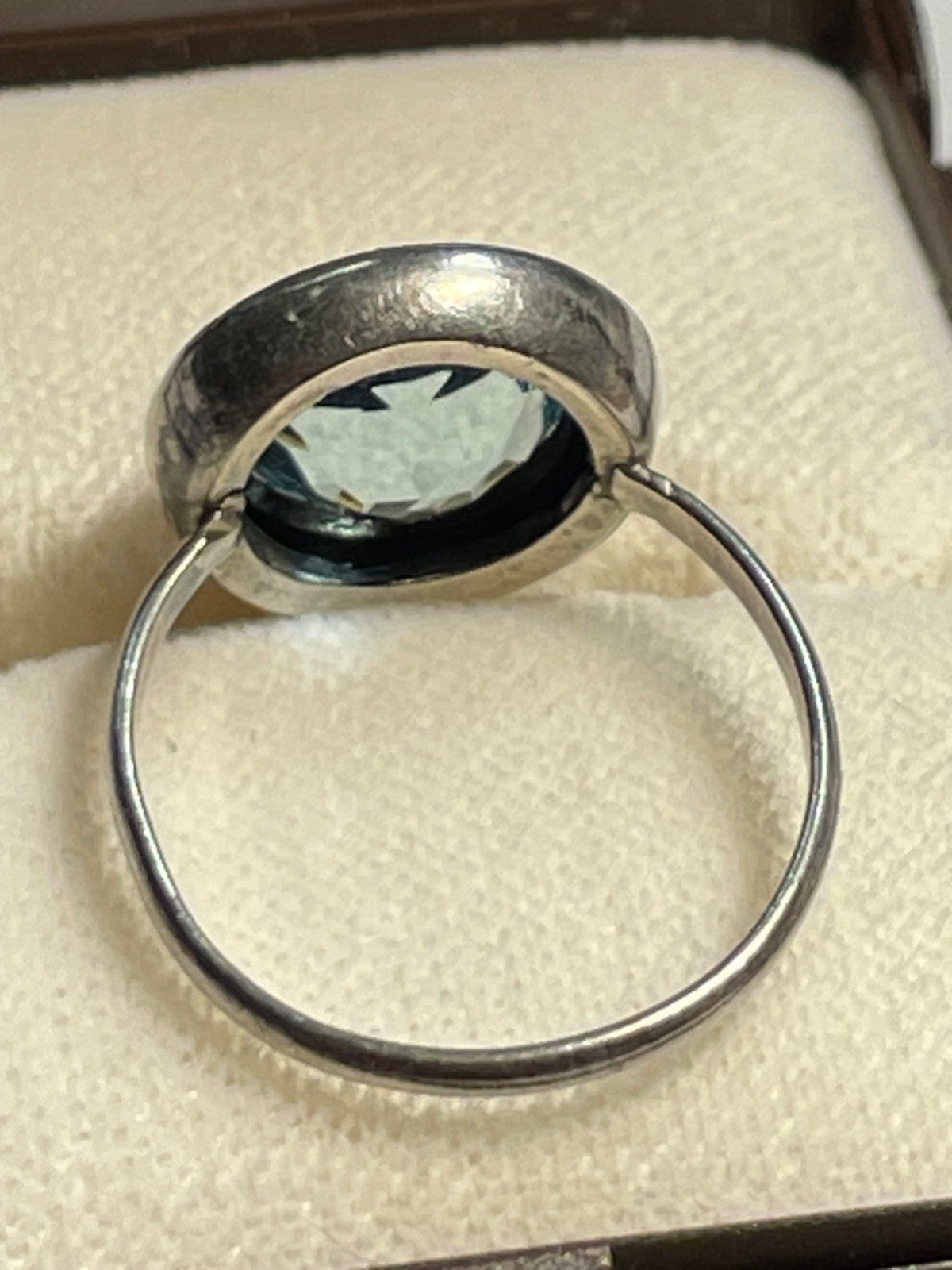Antik 830 Silber Ring aquamarin farbig wasserblau Spinell 30erJ RG 53 Ø 16,8 mm8