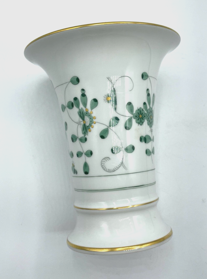 Antik Meissen Porzellan Trichtervase Vase indisch grün H 14 cm  1A Zustand7