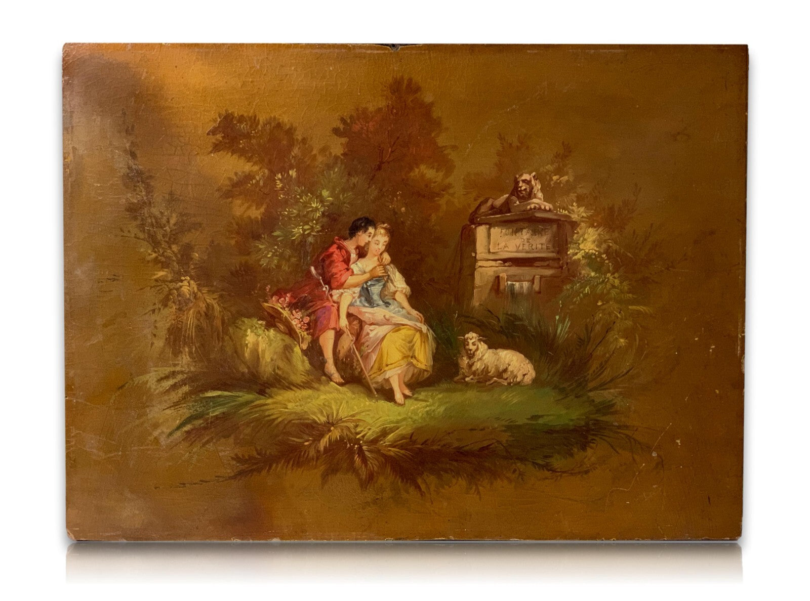 Gemälde 'Die angenehme Lektion' - Öl auf Platte - nach François Boucher um 18500