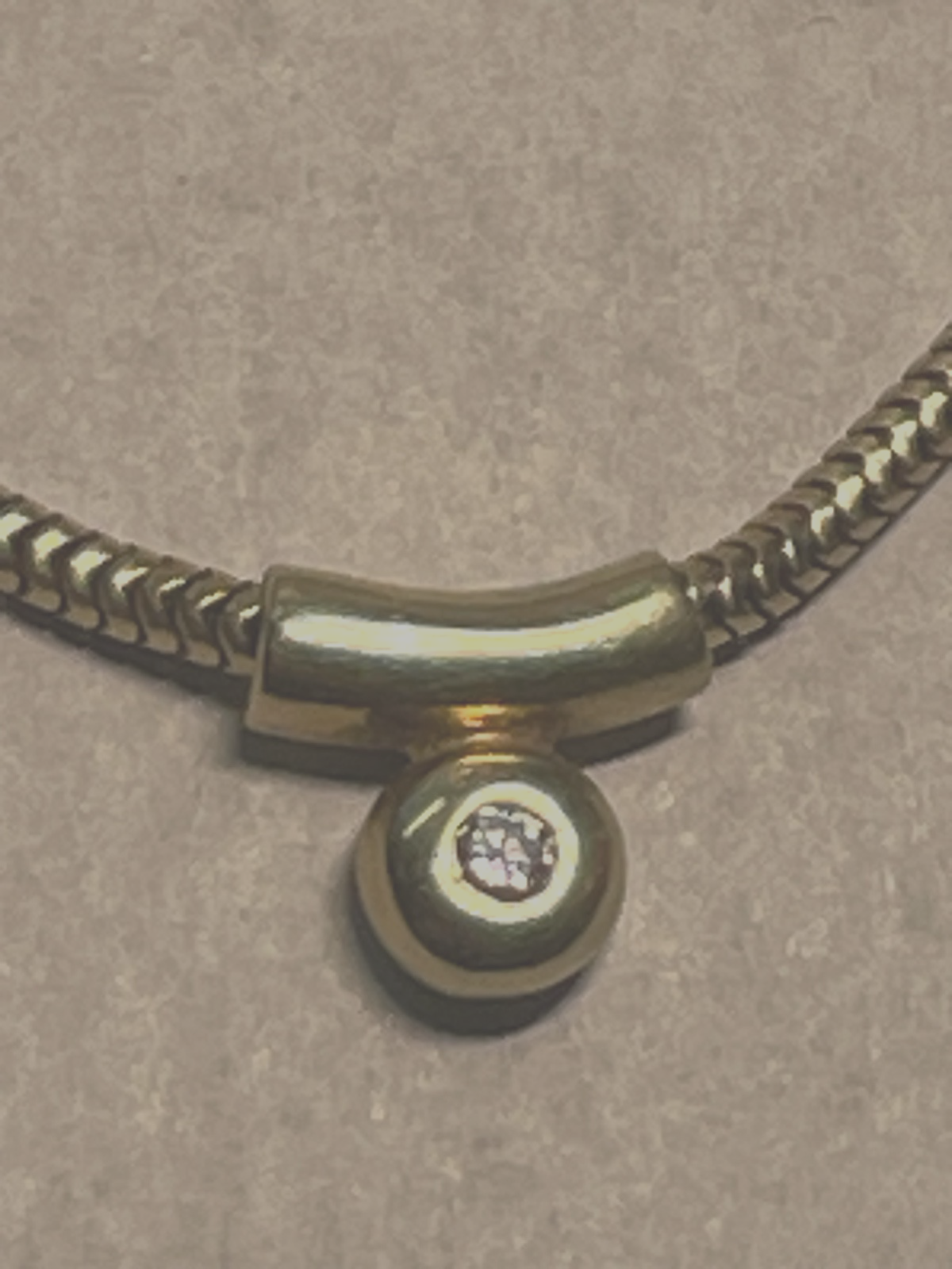 585 Gold Schlangenkette 45 cm + Gleiter Anhänger 0,1 ct. Brillant Juwelier gepfl7