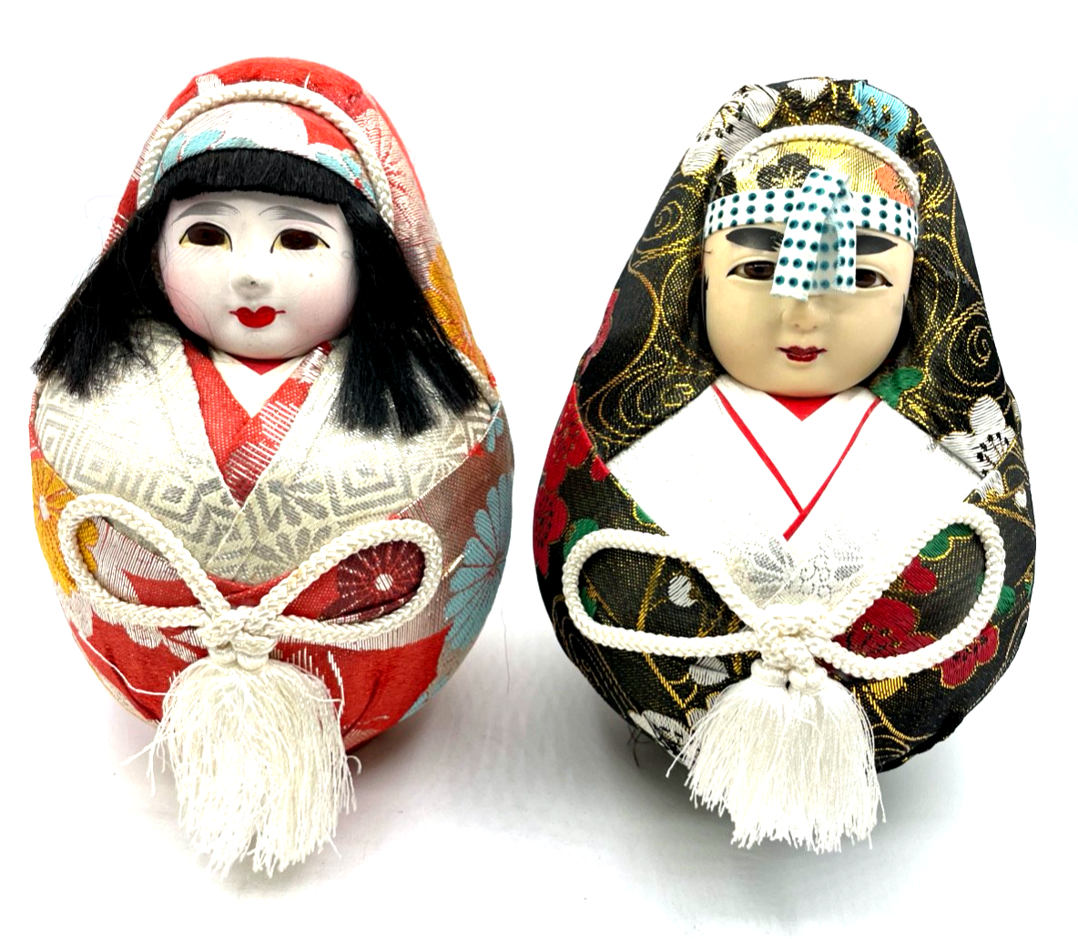 Vintage Japan Hime Daruma Dolls Glückspuppen Hochzeit Puppen Glück Wohlstand0