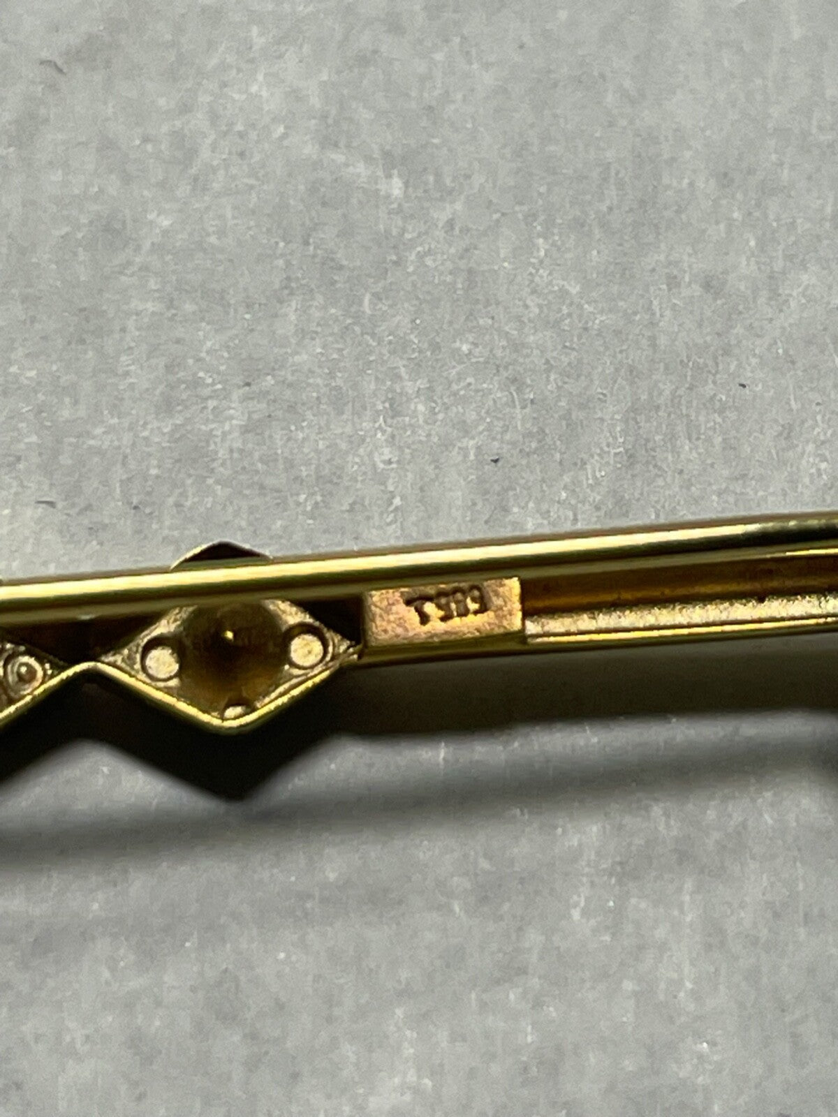 Antik 585 Gold 14 K Gold Brosche Nadel Stabbrosche 2x Altschliff Diamanten L 5,57