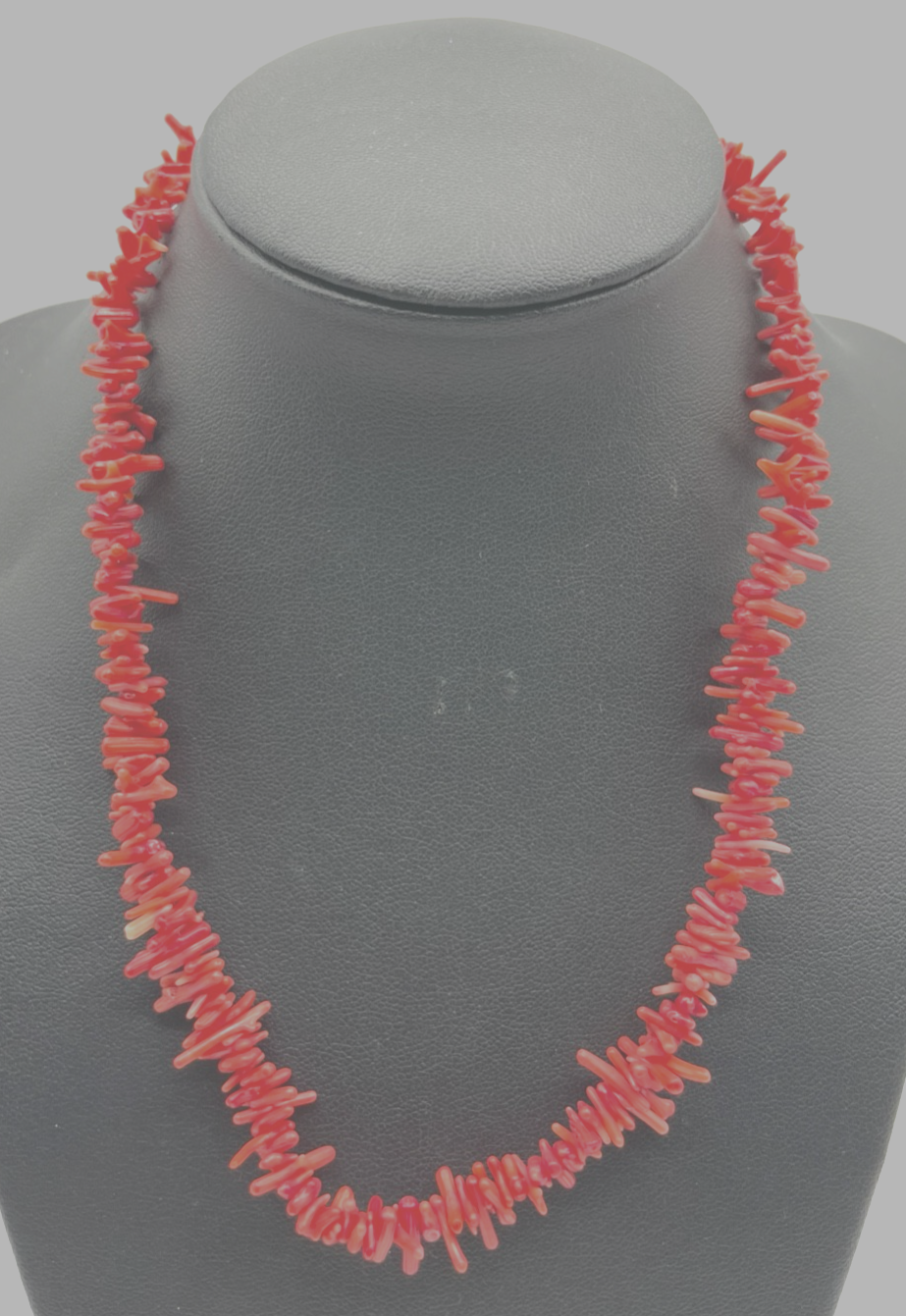 Vintage Korallenkette Stäbchen Koralle Collier L 43,5 cm Astkoralle B ca. 15 mm1