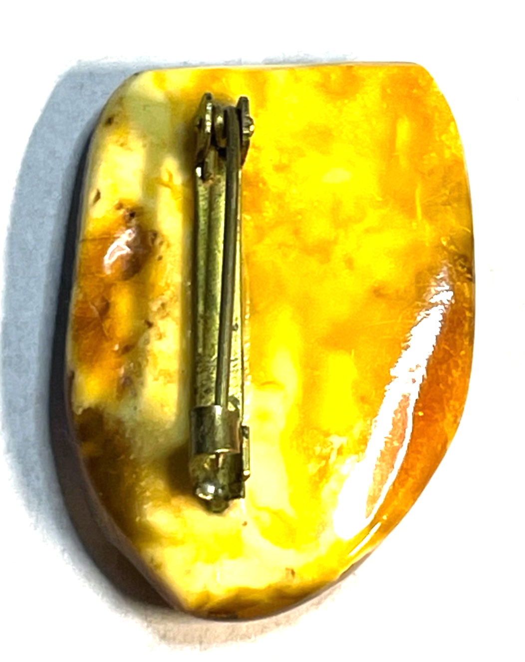 Antik Natur Bernstein Findling als Brosche Butterscotch Unikat Knochenbernstein?5