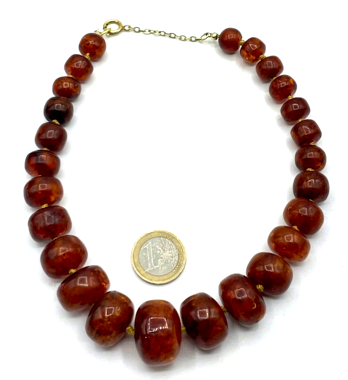 Vintage stattliche Bernstein Kette mit Inklusen amber necklace 59 Gramm L 43 cm6