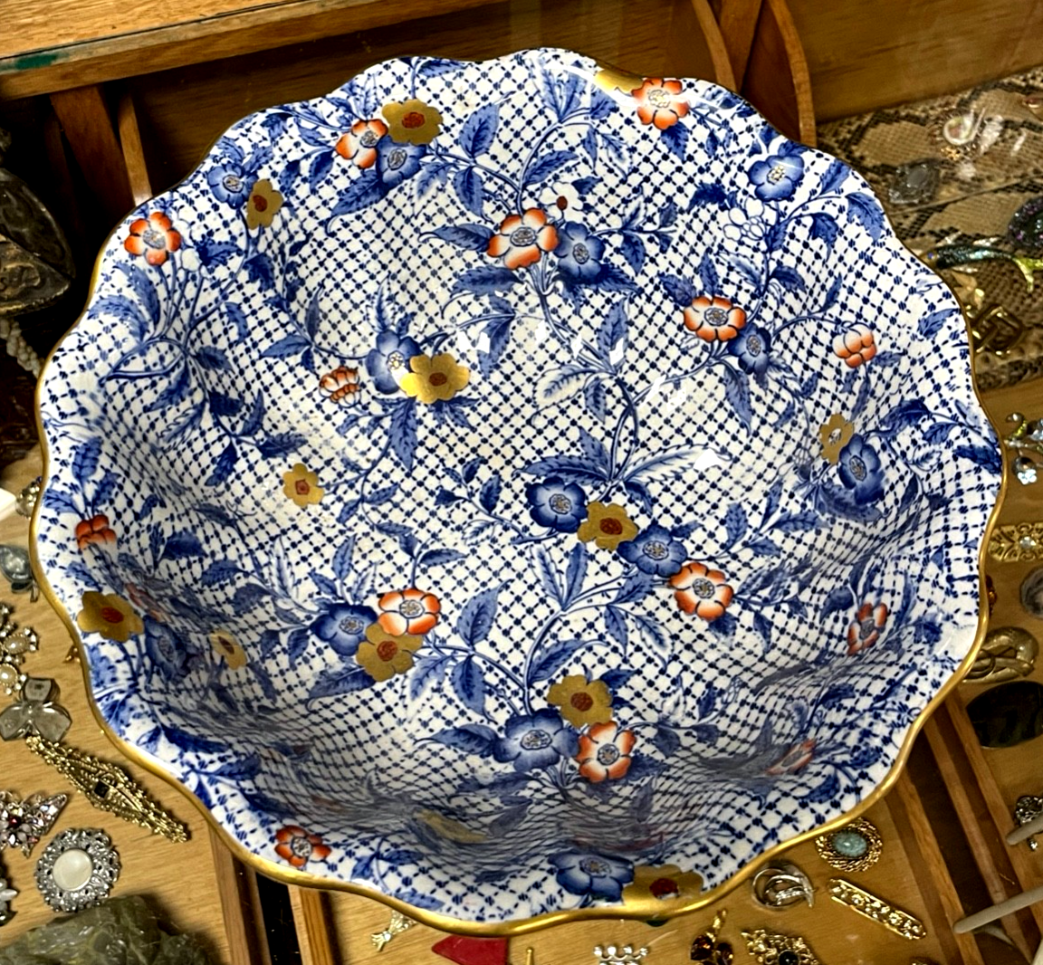 Gr. antik Minton England Keramik Fayence Schale Fußschale im Topzustand Ø 28,5cm4