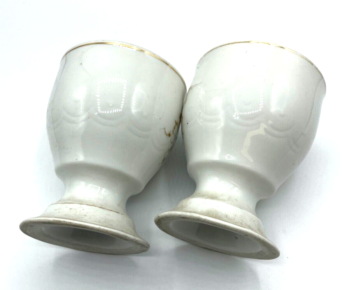 2x antik Porzellan Becher Kakaobecher Andenkenbecher Fußbecher  1900 Dachboden4