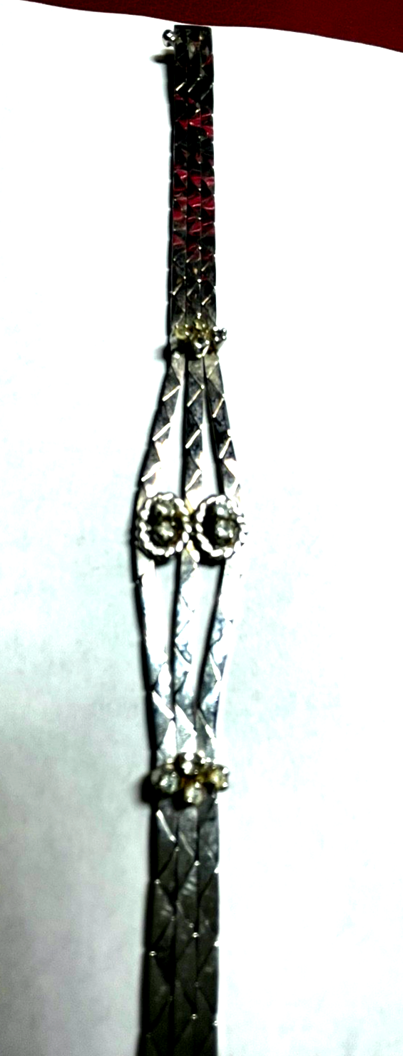 Vintage elegantes 800 Silber Armband mit 12 x Weißtopas L 19 cm B 15 mm4
