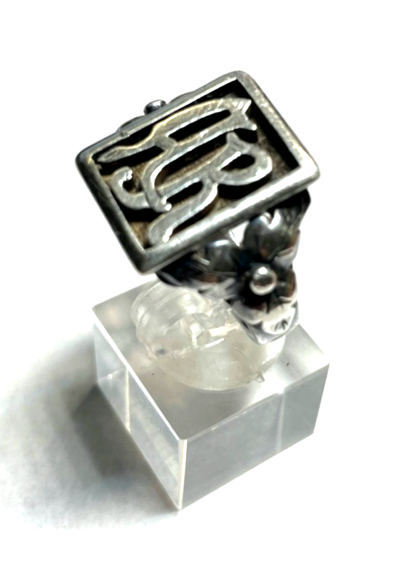 Antik 800 Silber Herrenring Ring Siegelring Onyx Initialen AR o RA RG 61 Ø 19,54