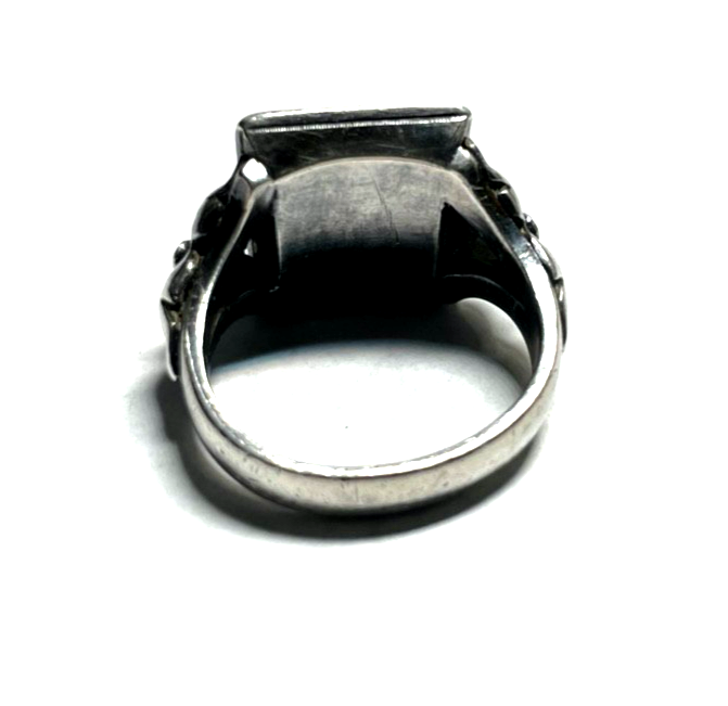 Antik 800 Silber Herrenring Ring Siegelring Onyx Initialen AR o RA RG 61 Ø 19,510
