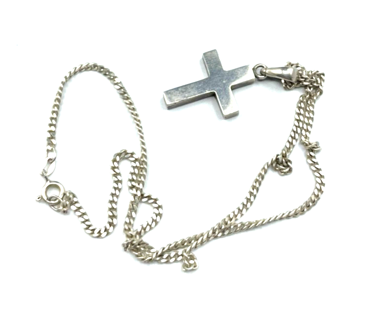 Unisex Silber Kreuz beidseitig tragbar mit Bernstein Inlay an 925 Panzerkette3