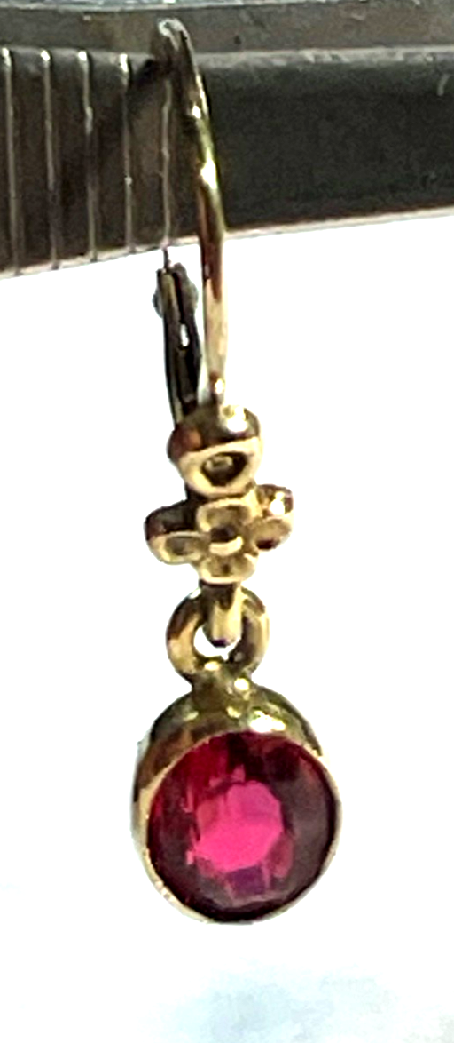Antik 333 Gold 8 K Ohrringe Ohrhänger  elegantmit rotem Spinell Farbstein5