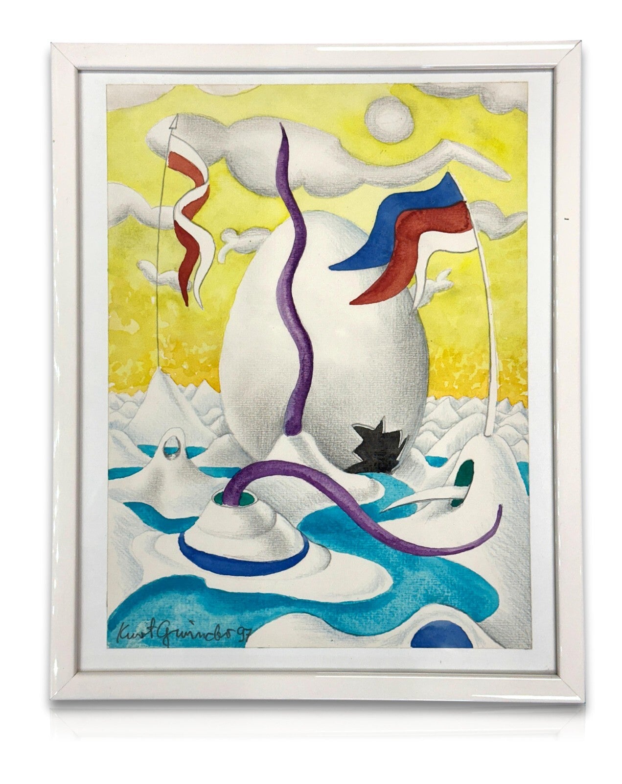Kurt Gminder - Mixed Media Acylfarben Bleistift - Untitled - grahmt signiert0