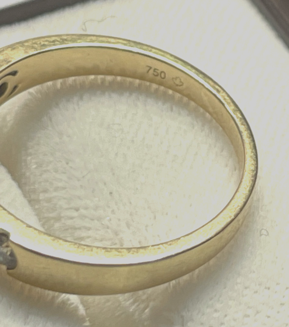 Solider massiver 750 Gold 18 K Ring 5 Brillanten 0,5ct. Ø 17,8 mm RG 56 Juwelier8