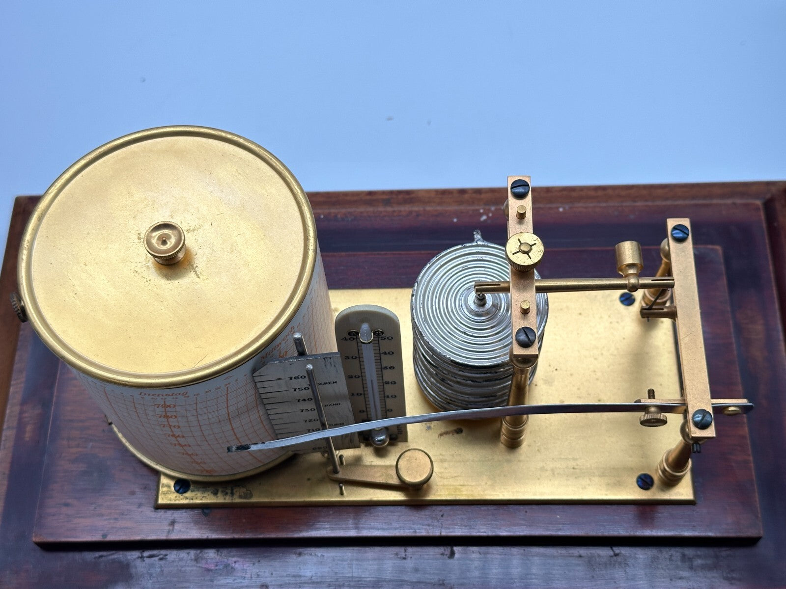 Barograph - C. Erbe Tübingen - Luftdruckmesser um 1900 - facettiertes Glas13