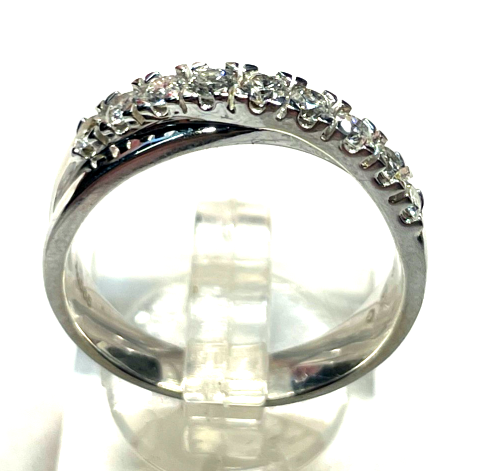 Solider Weißgold 585 Gold 14 K Ring 9 Brillanten 1,0ct. Ø 17,8 mm RG 56 Juwelier6