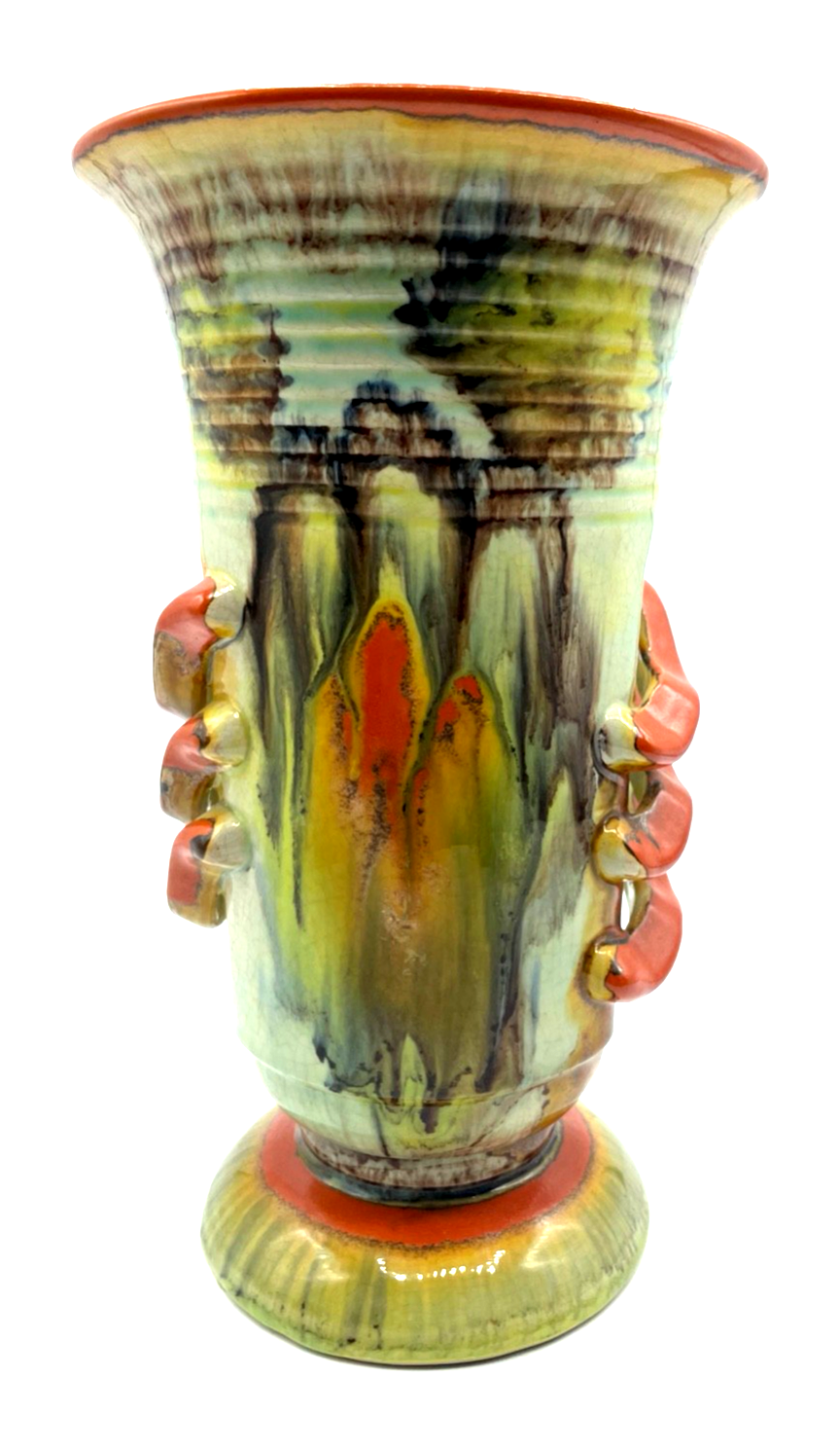 Art Déco Dümler & Breiden Keramik Vase Uran Laufglasur H 23 cm Topzustand 30erJ3