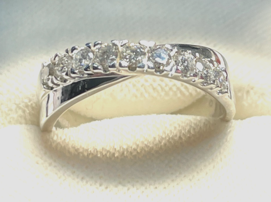 Solider Weißgold 585 Gold 14 K Ring 9 Brillanten 1,0ct. Ø 17,8 mm RG 56 Juwelier8