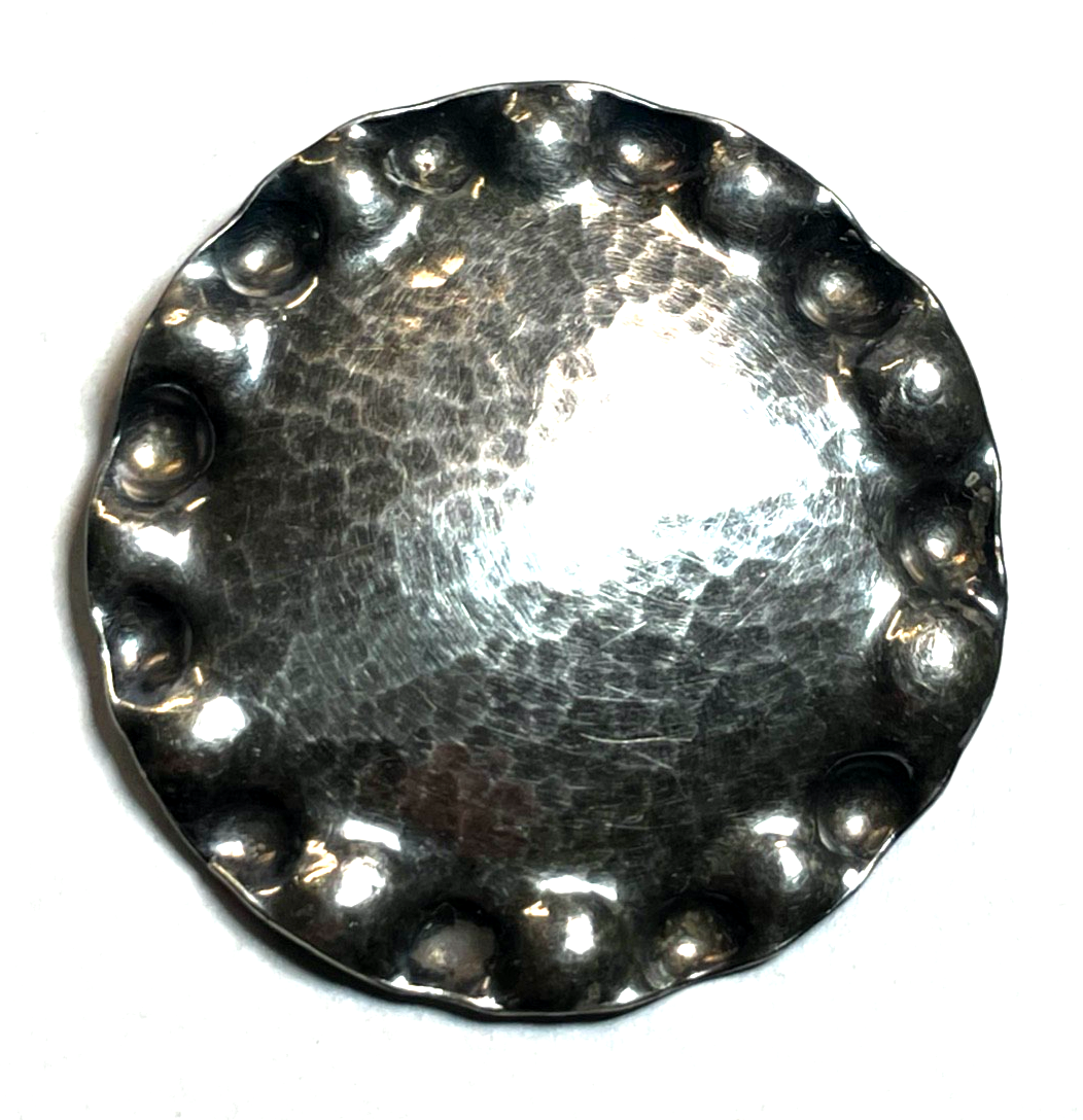 Antik große gehämmerte Brosche Anstecknadel 800 K Silber Ø 51 mm top gepflegt0
