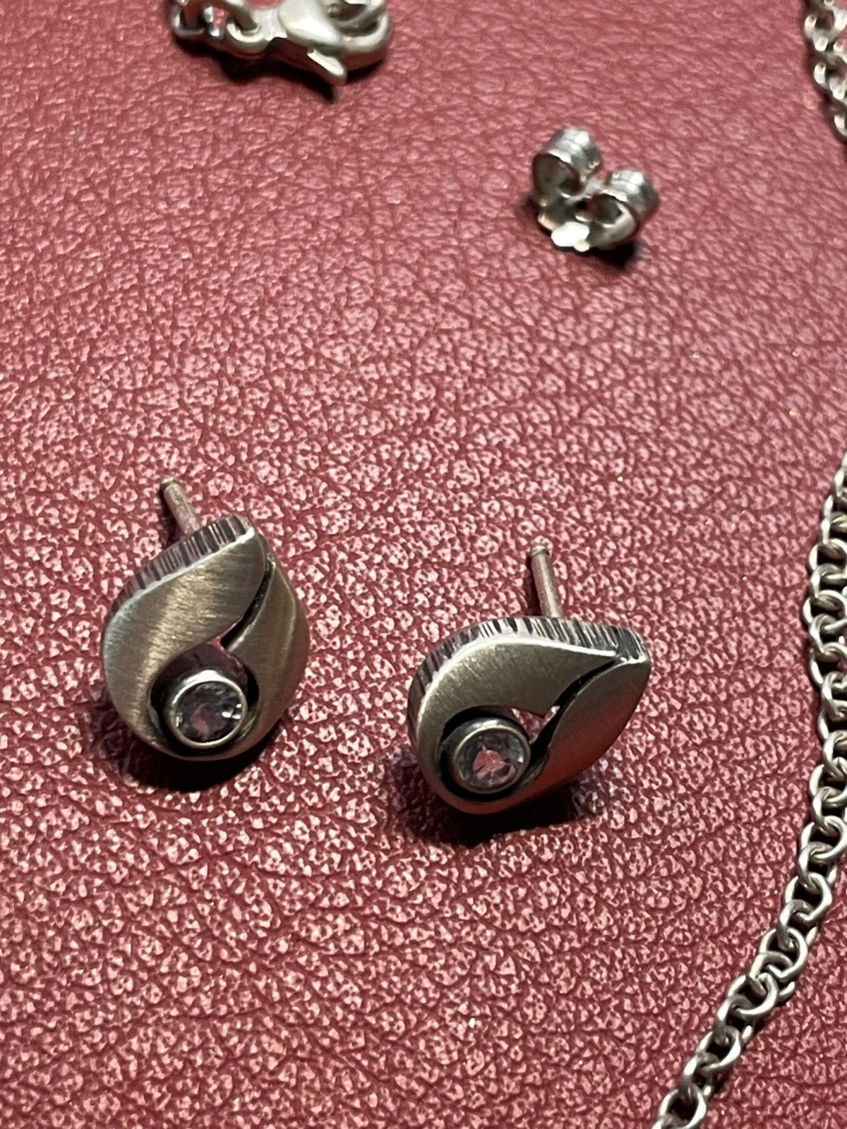 Sten &Laine Finnland 925 Silber Bergkristall Set Halskette Collier + Ohrstecker4
