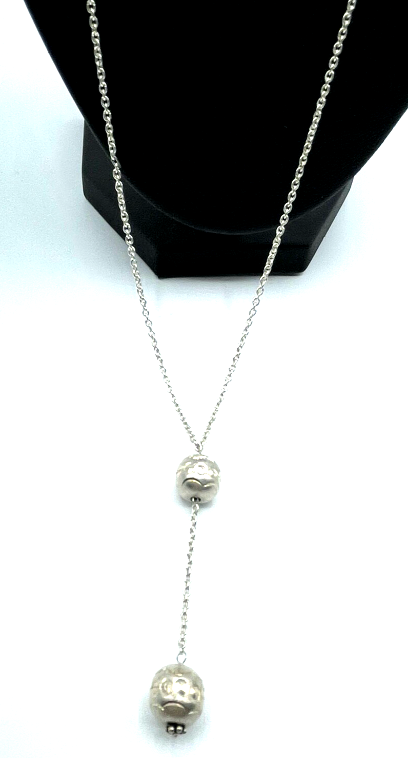 Y-Kette Silberkette Collier 925 Silber einfache L 38,5cm Handarbeit ungetragen 11
