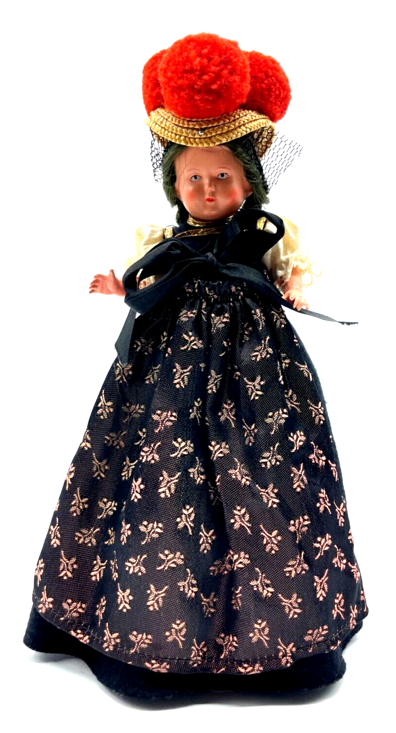 TEEPUPPE Reiseandenken Souvenir Puppe Bommelhut Schwarzwald Tracht Halbpuppe9