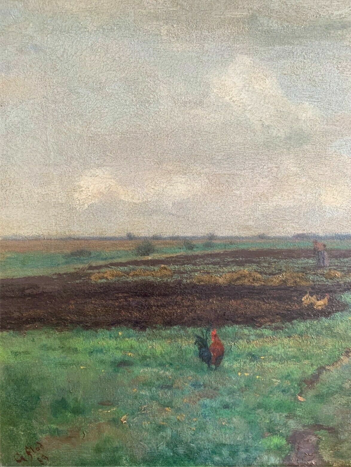 Georg Flad - Dachauer Landschaft - 1889 - Öl auf Leinwand - signiert2