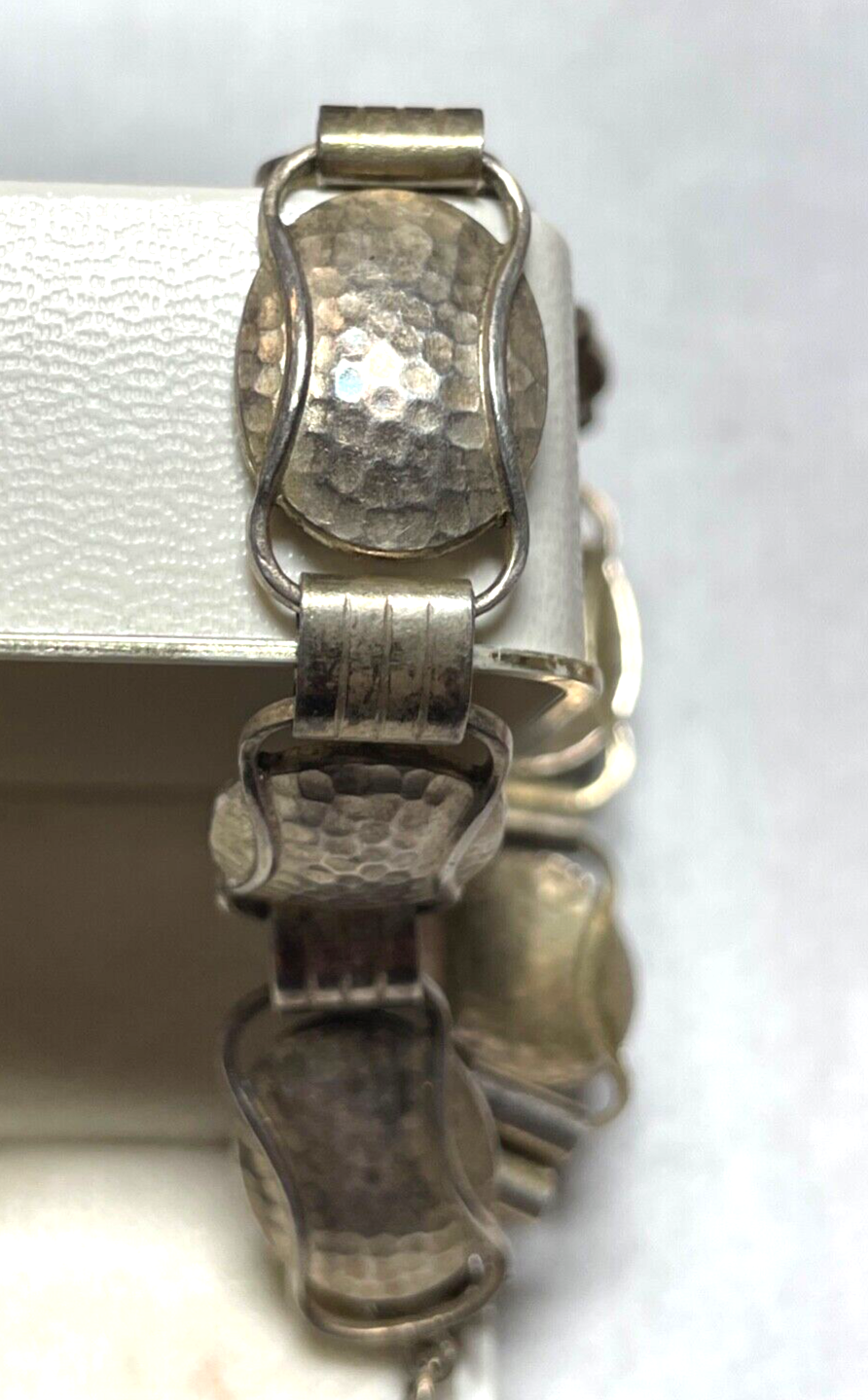 Vintage 50er J 800 Silber Hammerschlag Armband Handarbeit gehämmert midcentury1