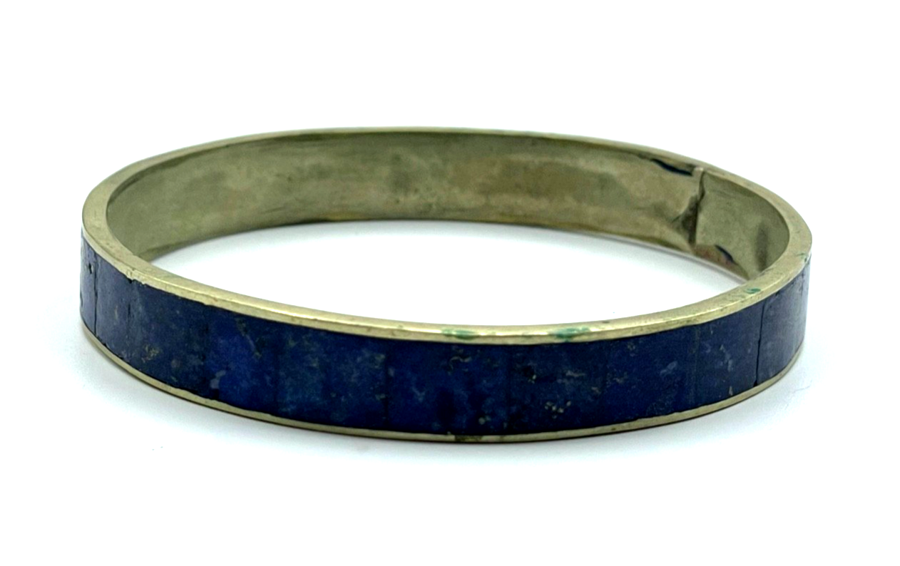 Vintage Tibet Silber Armreif  Lapislazuli Inlay Einlage Handarbeit Ø 6,8cm B 1cm4