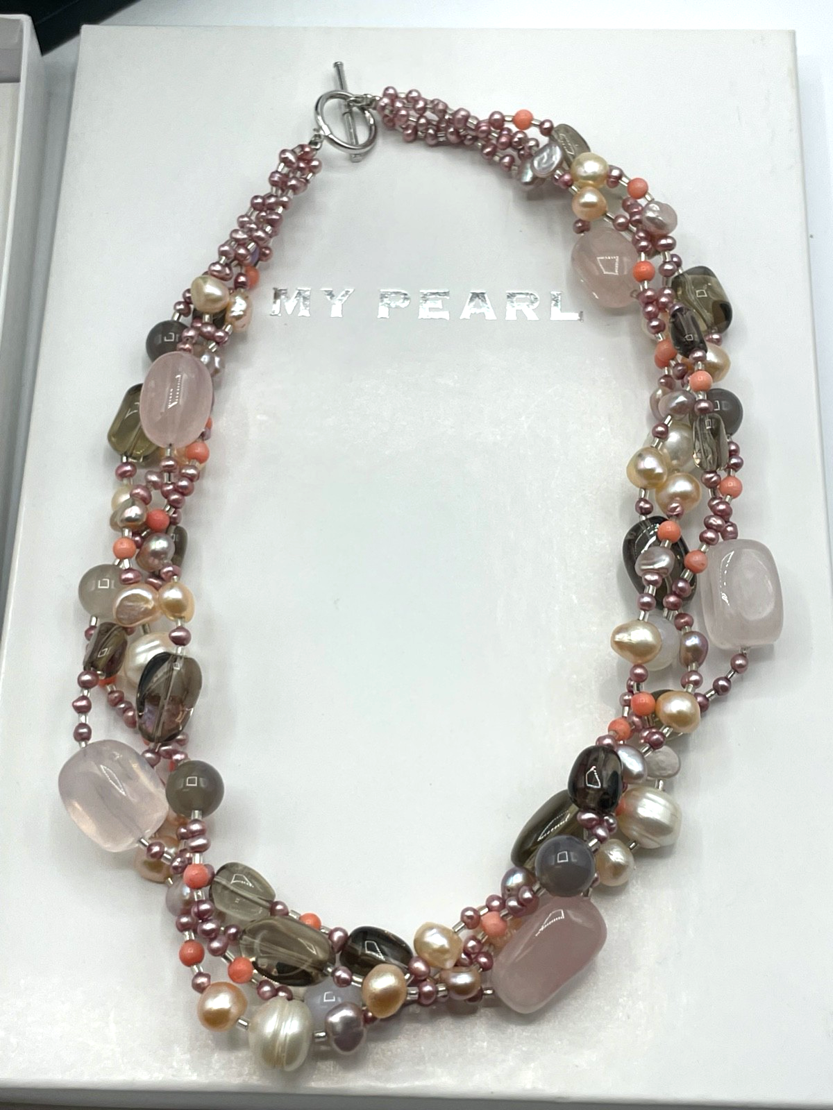 Neuwertiges Set MY PEARL Halskette + Armband 925 Silber Edelsteine SWZ Perlen2