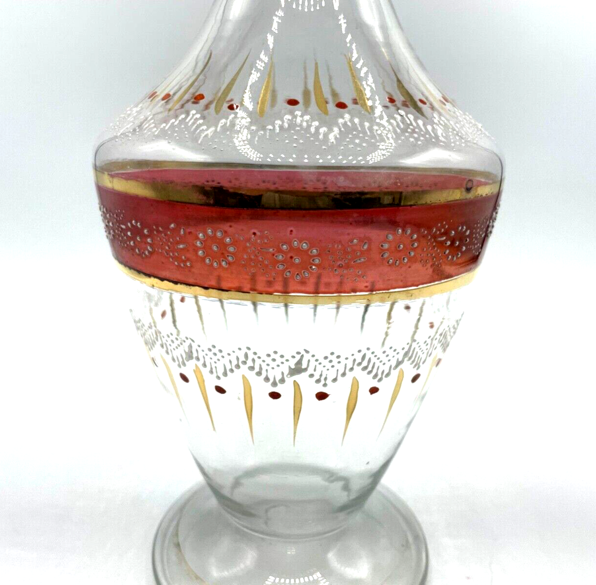 Antik Historismus Glas Karaffe Dekor Handgemalt mundgeblasen H 35 cm gepflegt10