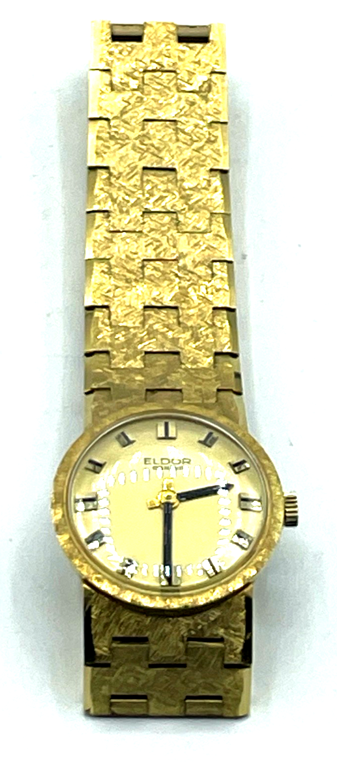 Vintage top gepflegt ELDOR Genéve Damen Armbanduhr Handaufzug Gold farbig 60er J13