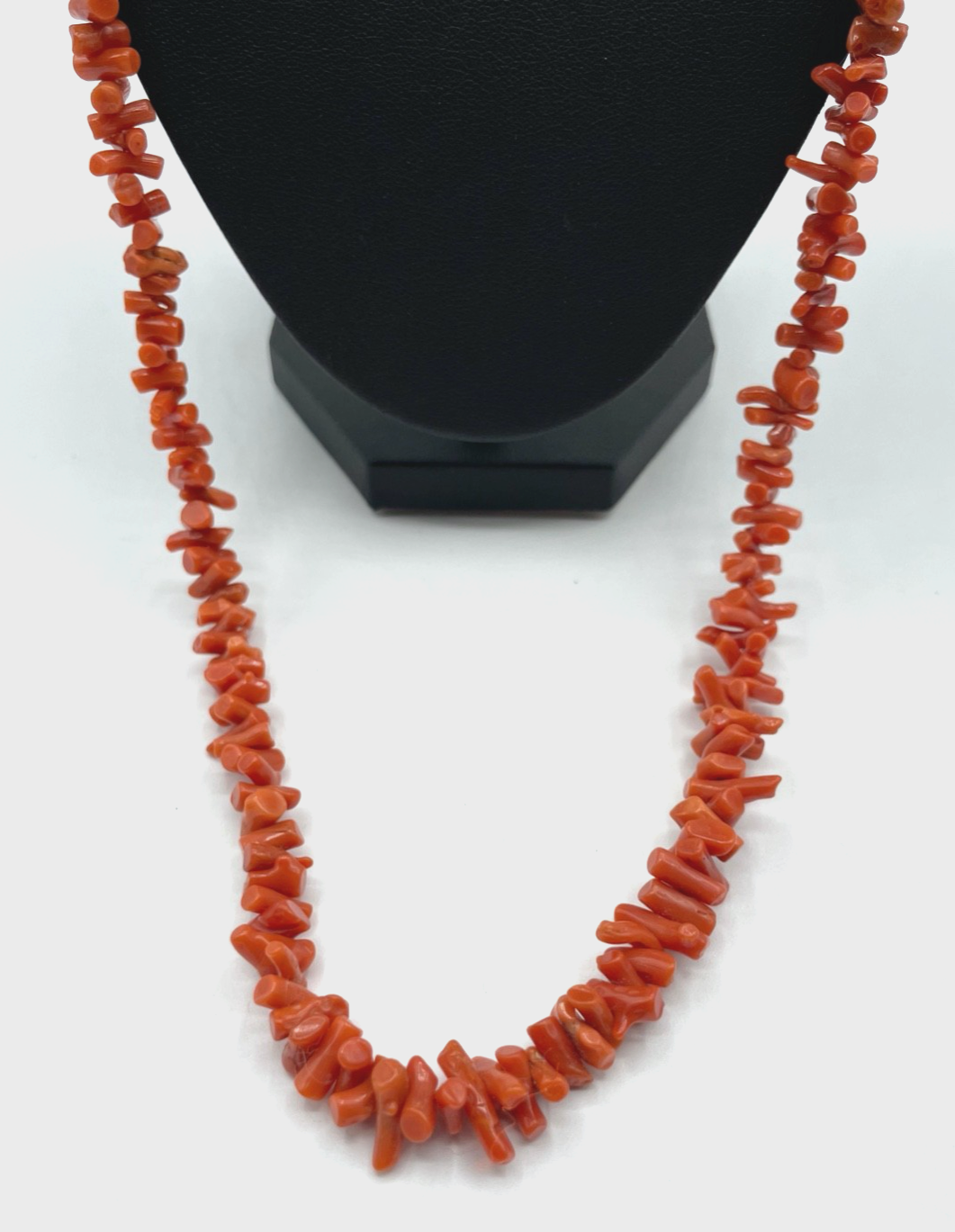 Vintage Korallenkette Stäbchen Koralle Collier Verlauf L 79 cm abgerundet Double1