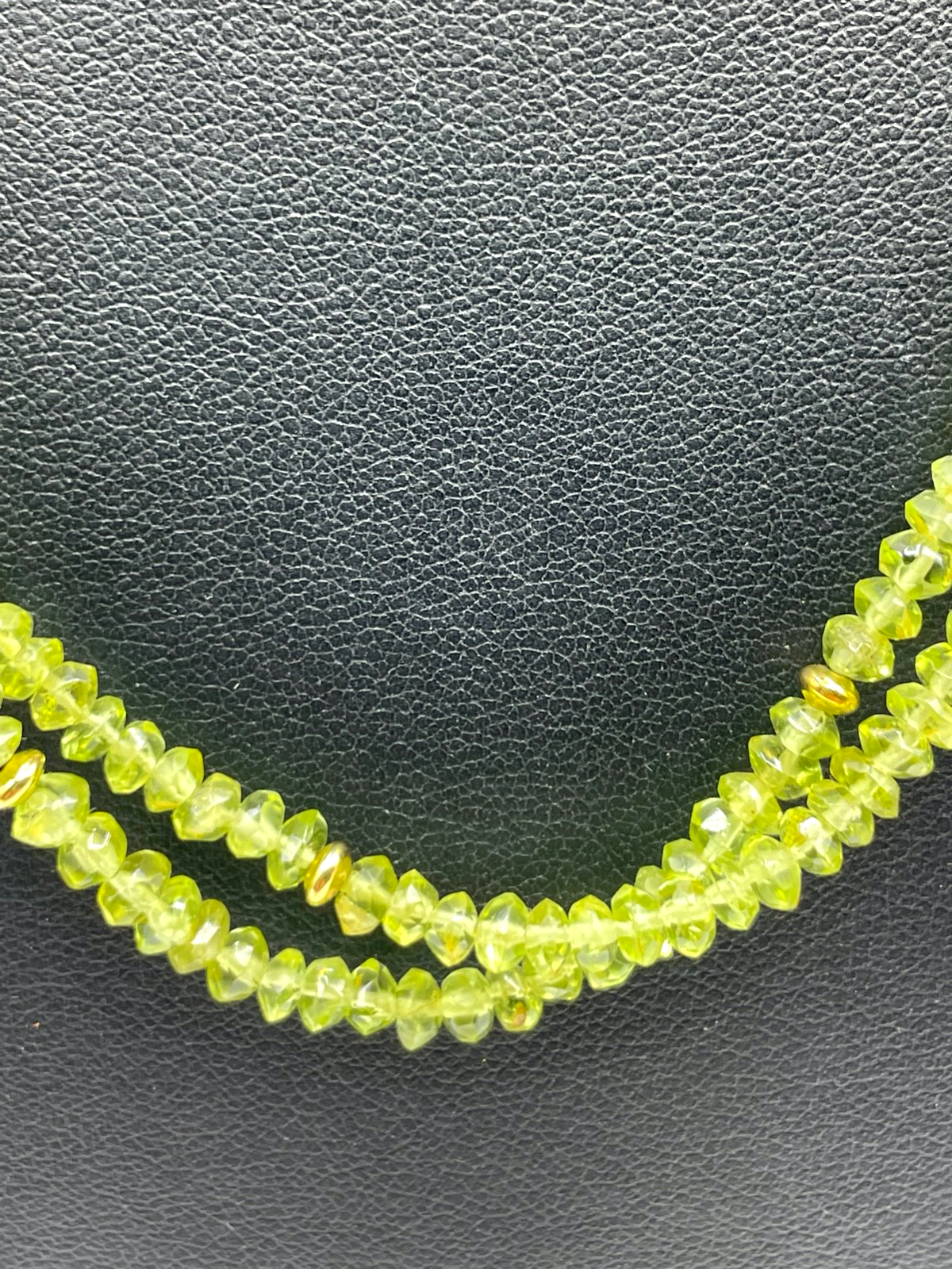 BCI 375 Gold 9 K facettierte Peridot Kette Halskette L 44,5 cm zweisträngig gepf3