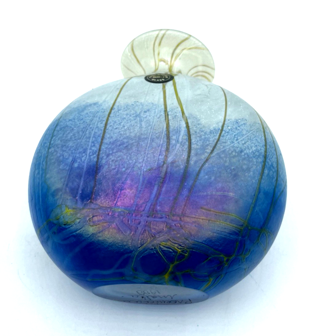 Aparte Phoenician Glass signierte Glaskunst Vase Malta 1988 P.C. H 13,5 B 12 cm0