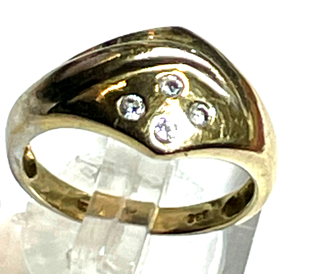 Moderner 333 Gold 8 K Ring 4 x Simili Diamant Ø 17 mm RG 54 Juwelier gebraucht3