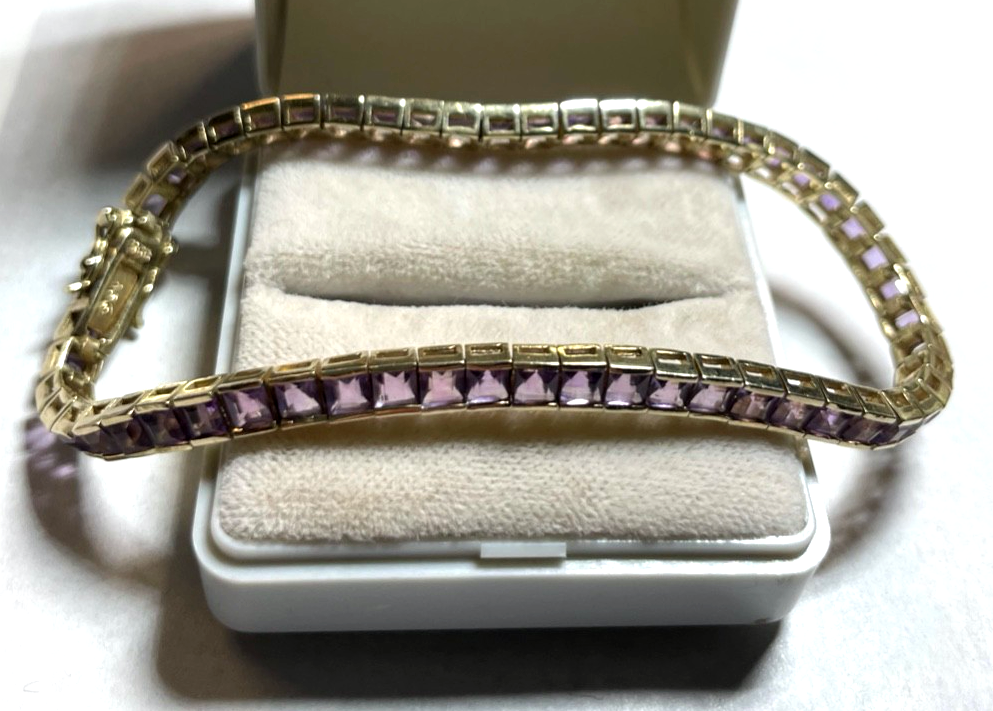 925 Silber Harry Ivens Tennisarmband mit Tansanit L 18 cm B 3 mm sehr gepflegt0