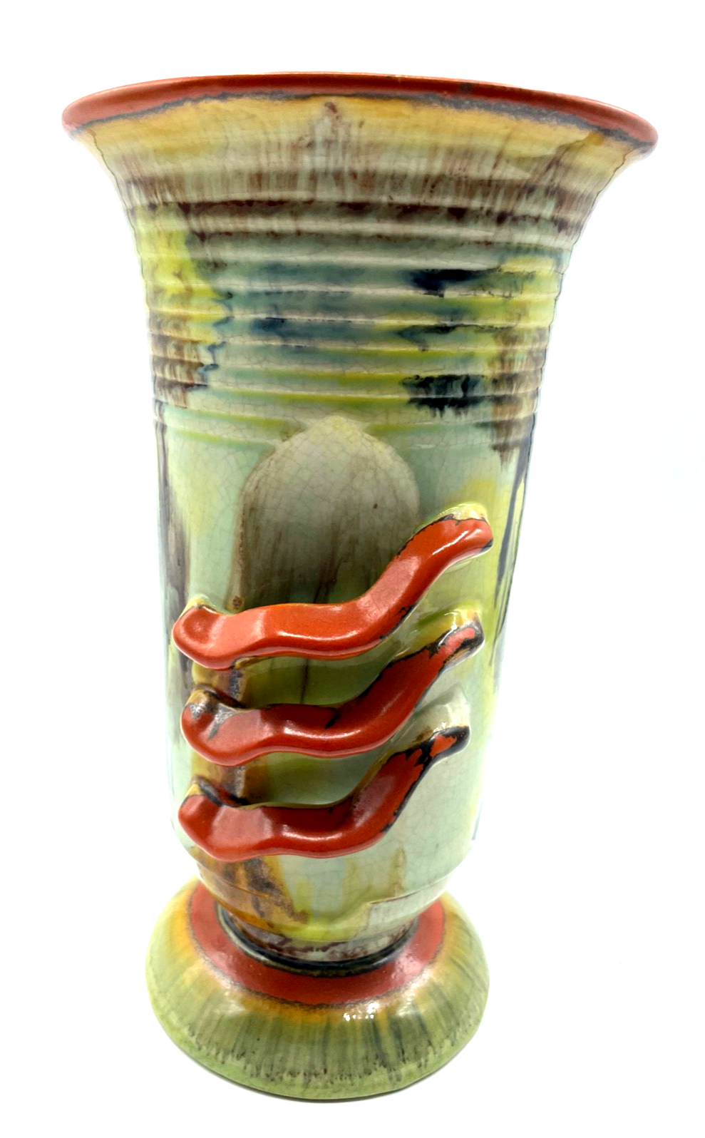 Art Déco Dümler & Breiden Keramik Vase Uran Laufglasur H 23 cm Topzustand 30erJ2