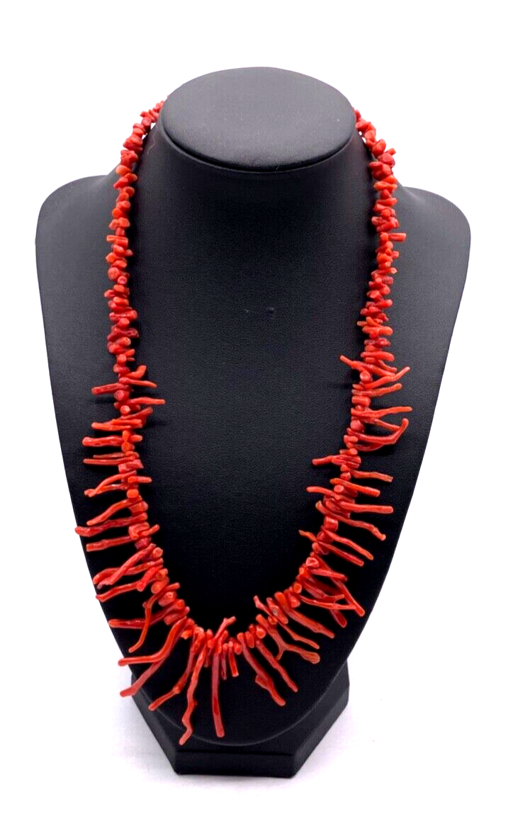 Vintage traumhafte Korallenkette Stäbchen Koralle Collier Verlauf L 52 cm B 45mm2