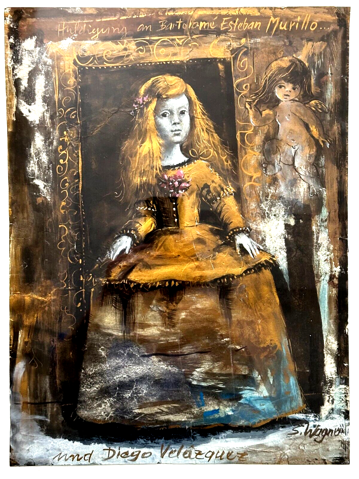 S. Wagner - Mischtechnik - Hommage an Velázquez & Murillo - Infanta Margarita1