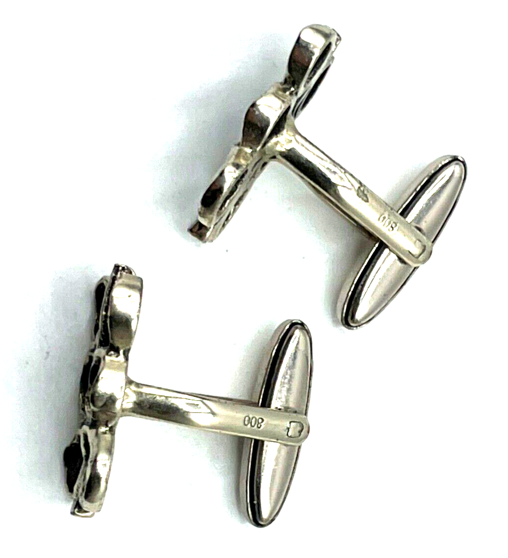 Vintage 70erJ 800 Silber Manschettenknöpfe Modernist Brutalist sehr gepflegt3