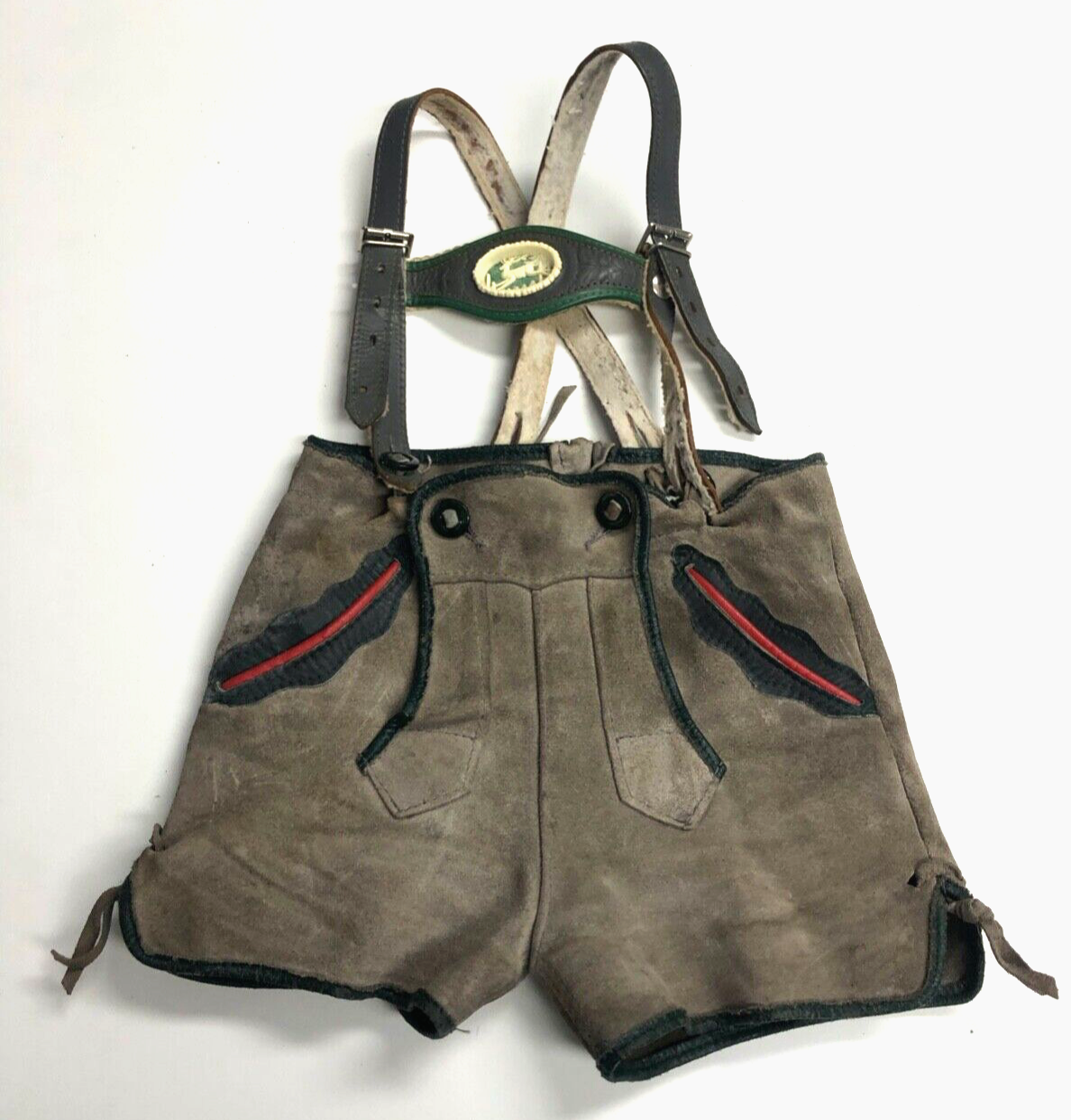 Vintage Knaben Lederhose gebraucht rustikal auch hübsche Deko Handarbeit s. Text12