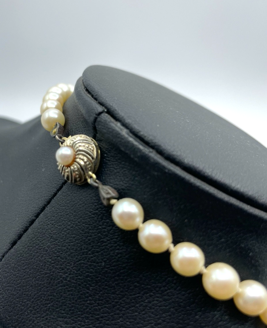 585 Gold 14 K JKa Goldschliesse bicolor an 43 cm Akoya Perlenkette Perlencollier1