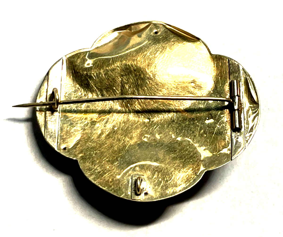 Antik Biedermeier große 8 K Gold 333 Brosche oder Anhänger hohl Echtgold geprüft9
