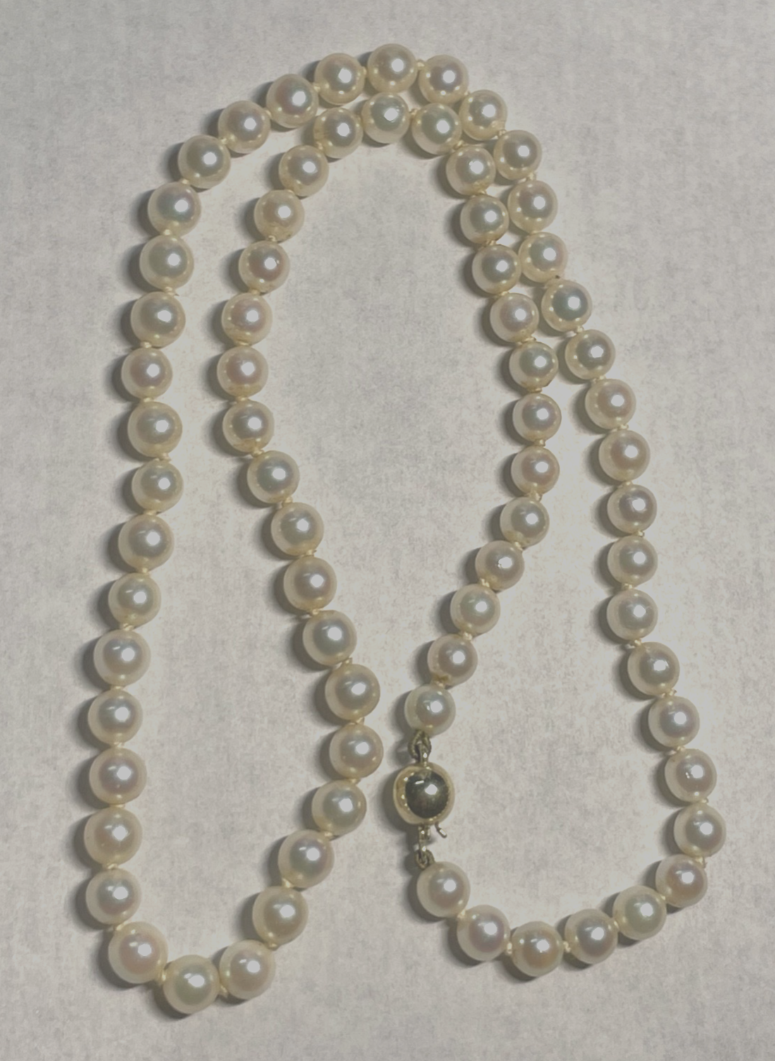 42,5 cm lang Akoya Perlen Kette Collier 585 Gold Kugel Schliesse top gepflegt6